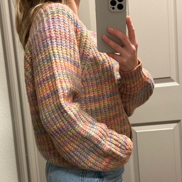 Jessica Simpson Multicolored Knit Woman’s Cardigan Balloon Sleeved Size XL - Picture 2 of 7